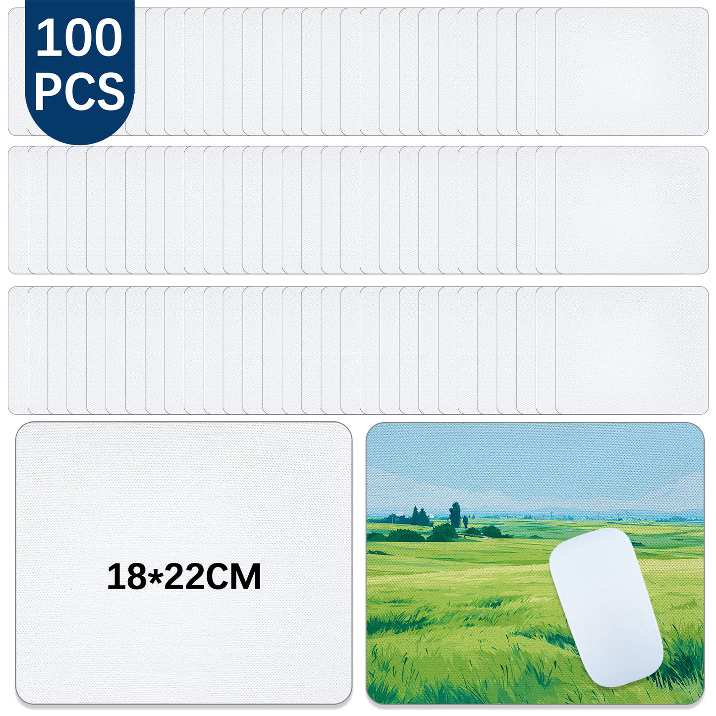 100 PCS Rectangle Sublimation Mouse pad Blanks Wholesale