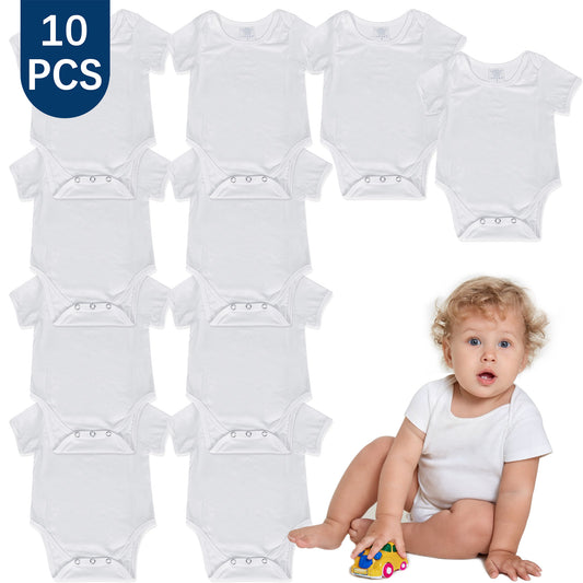 10 PCS Sublimation Blanks baby undershirts, White Polyester Romper