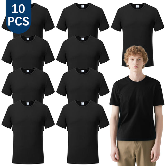 10 PCS Black t Shirts Available for Unisex Adult Round Neck Polyester Blank T shirts