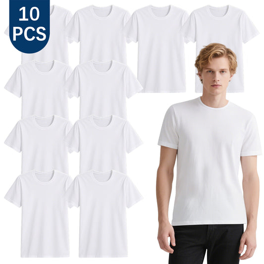 10 PCS Sublimation Blank T-Shirts Round Collar Short Sleeves Adult White Polyester t Shirts