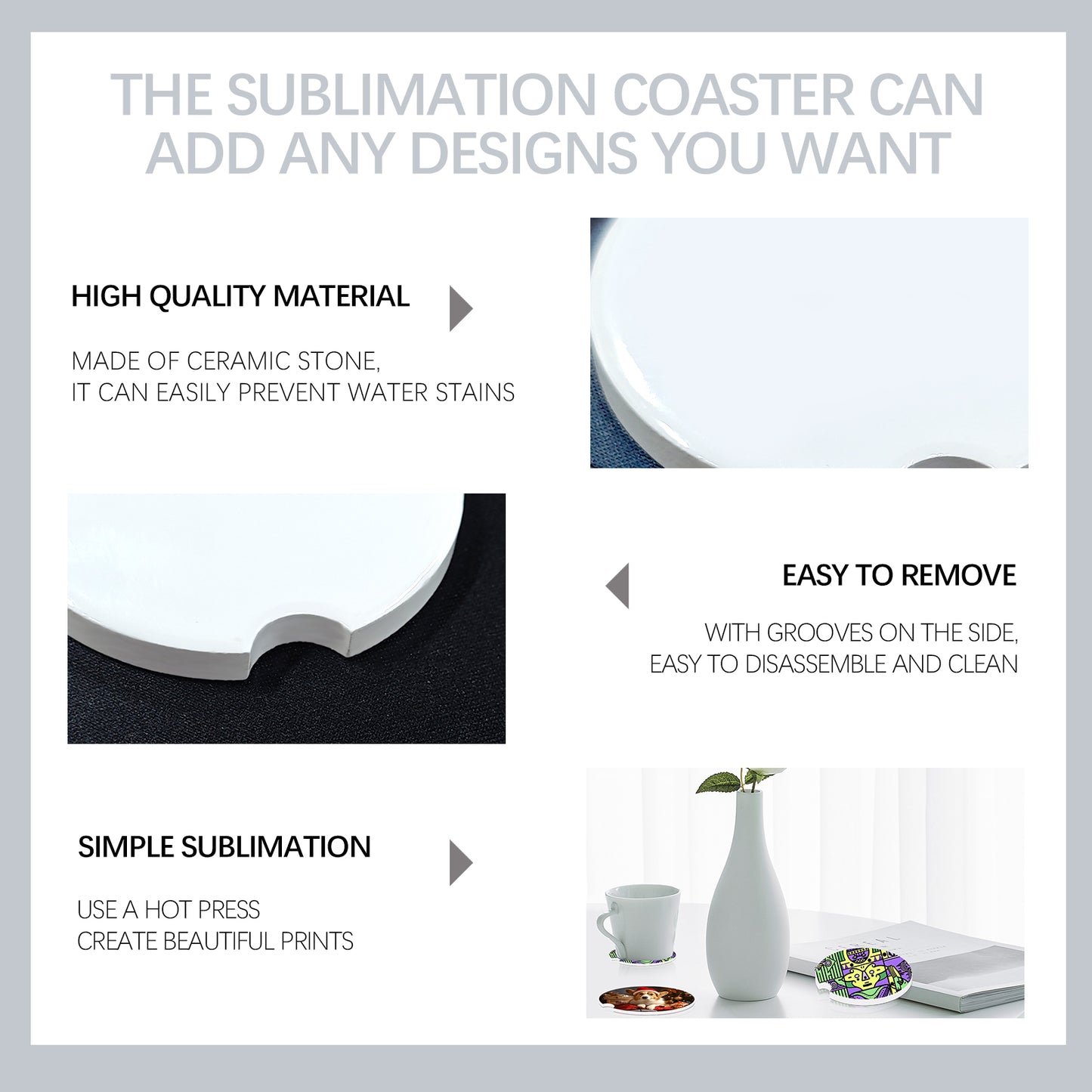 Ceramic Car Coasters Sublimation Blanks Wholesale