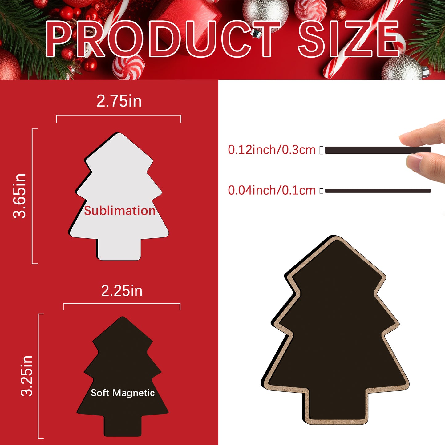 Sublimation Christmas Trees Magnetic for Kitchen Personalized
