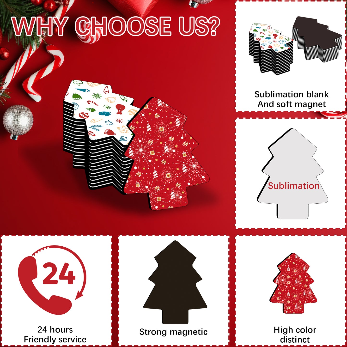 Sublimation Christmas Trees Magnetic for Kitchen Personalized