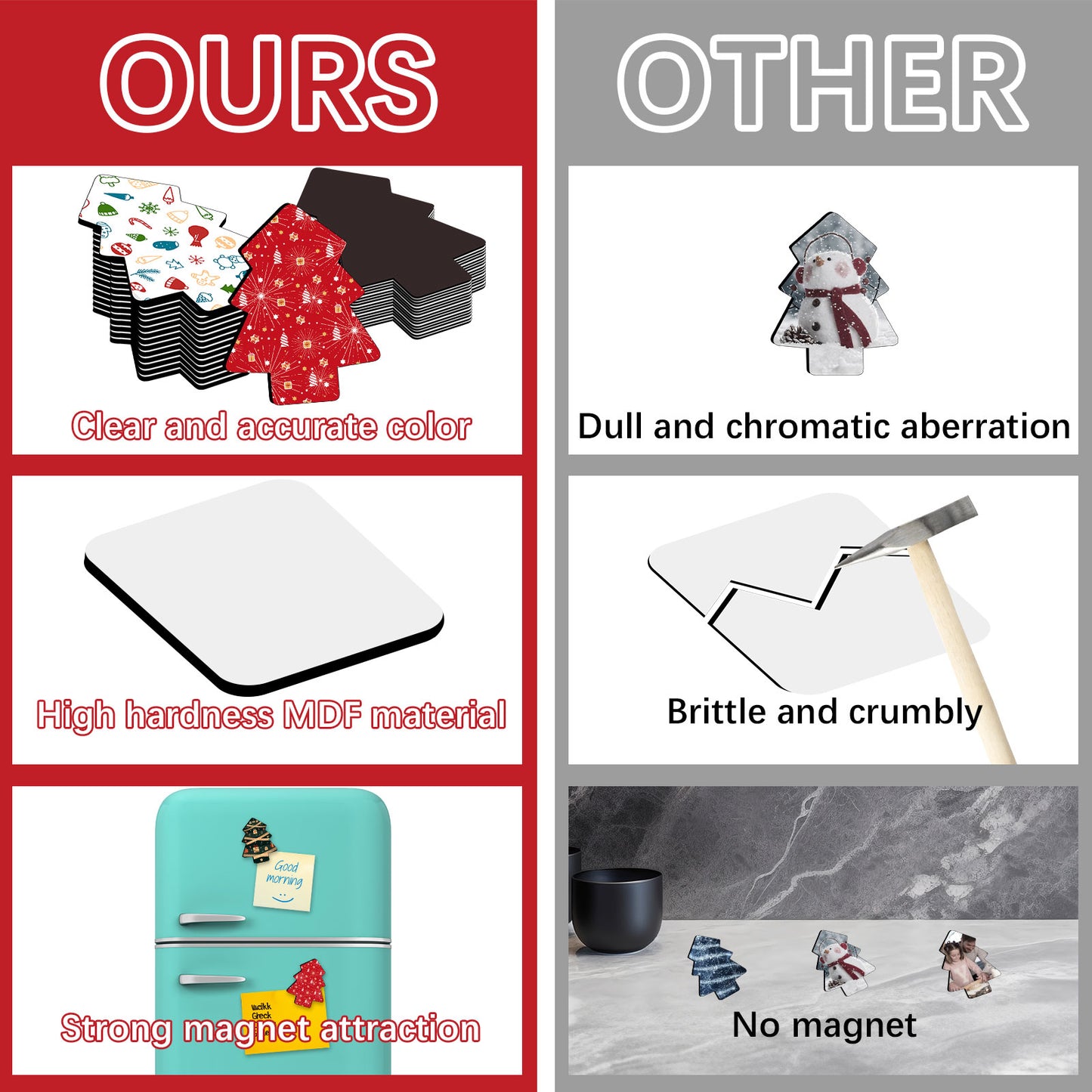 Sublimation Christmas Trees Magnetic for Kitchen Personalized