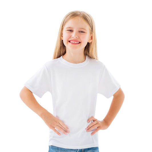 Kids White Polyester Sublimation T-Shirt Blanks – Short Sleeve DIY