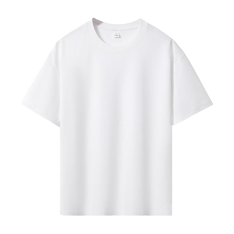Bulk Unisex Blank 100 Cotton Round Neck Short Sleeve T-Shirts — Straight Shoulder