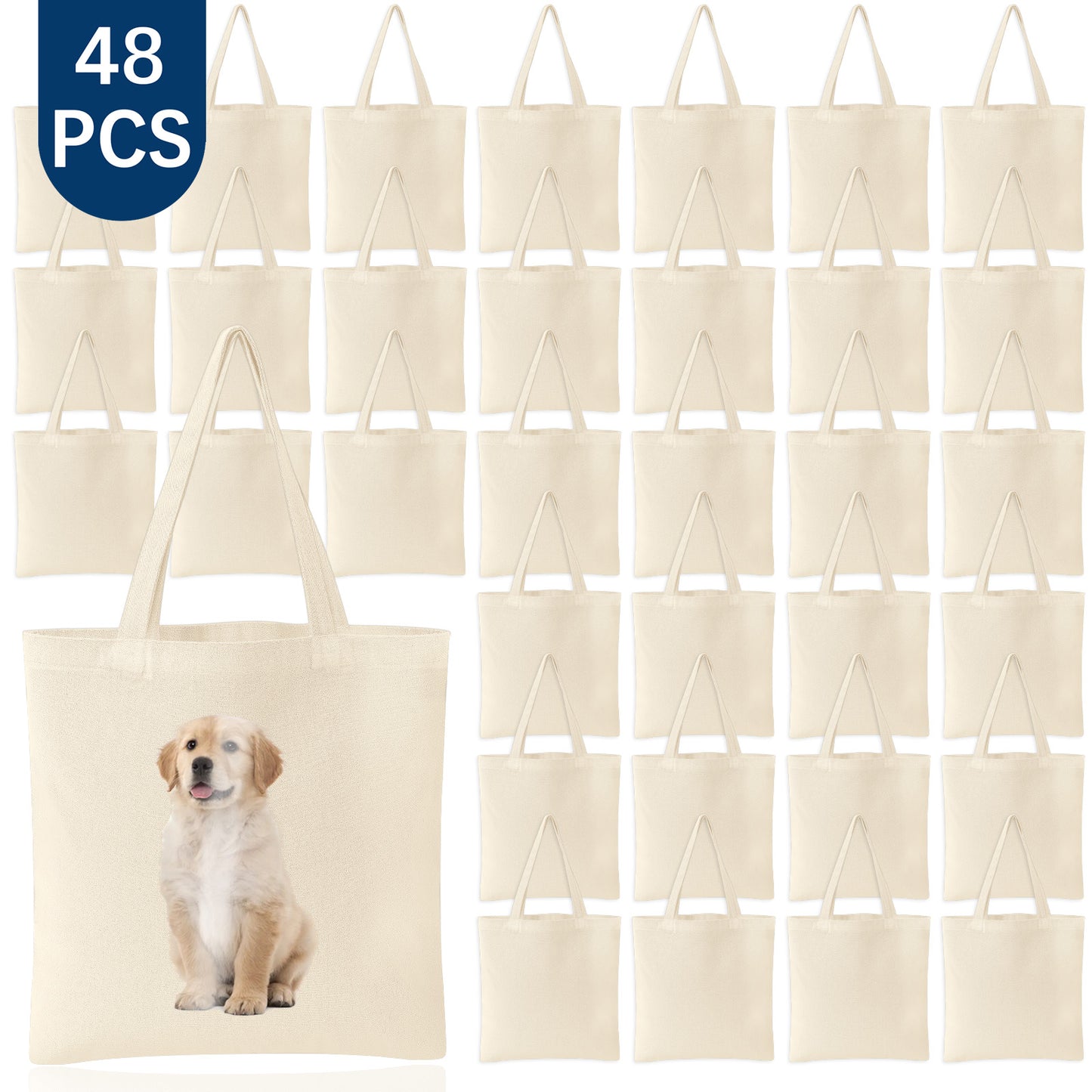 Wholesale 200 Pack Large Blank Sublimation Canvas Tote Bags