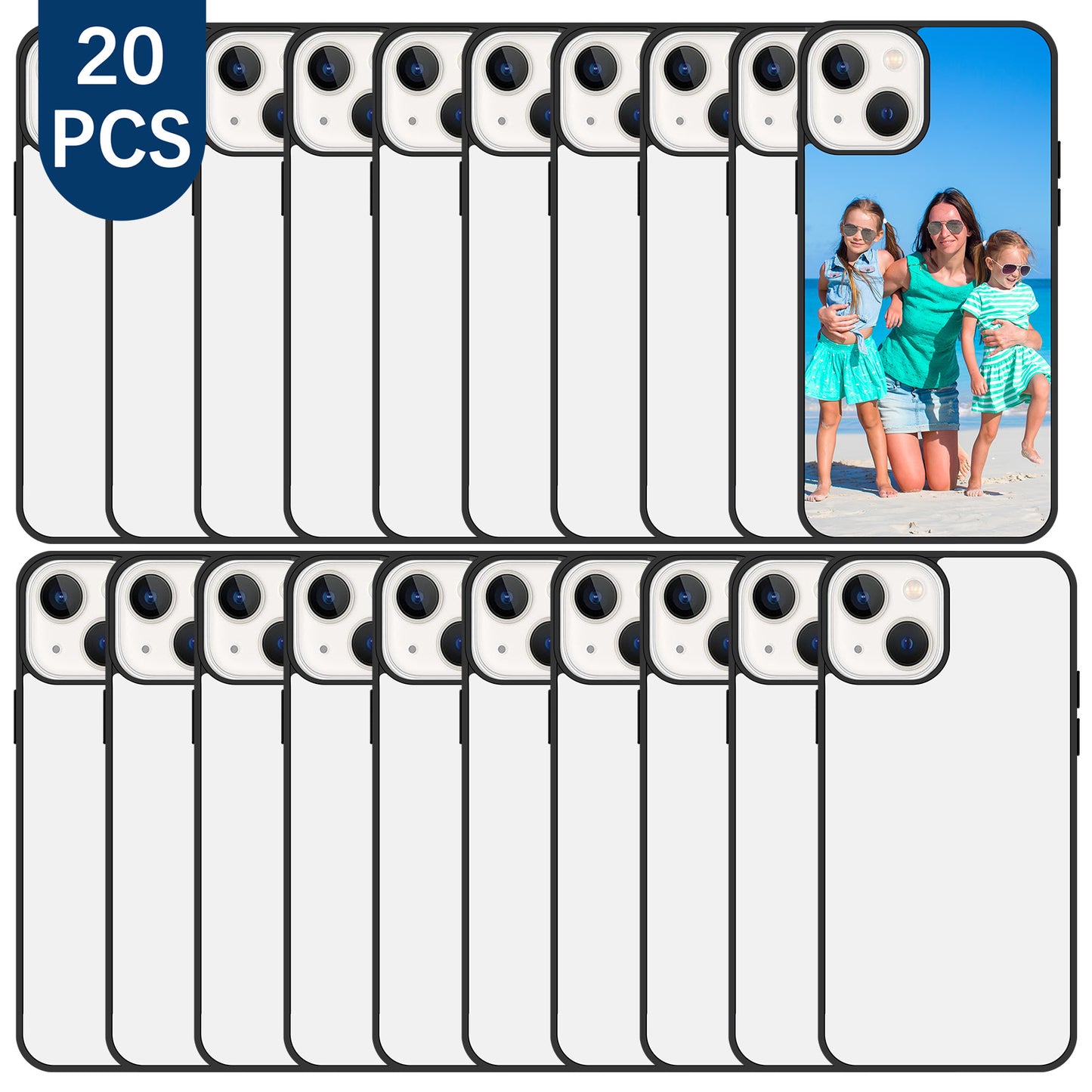 20 PCS Black Sublimation Blank Phone Case Wholesale