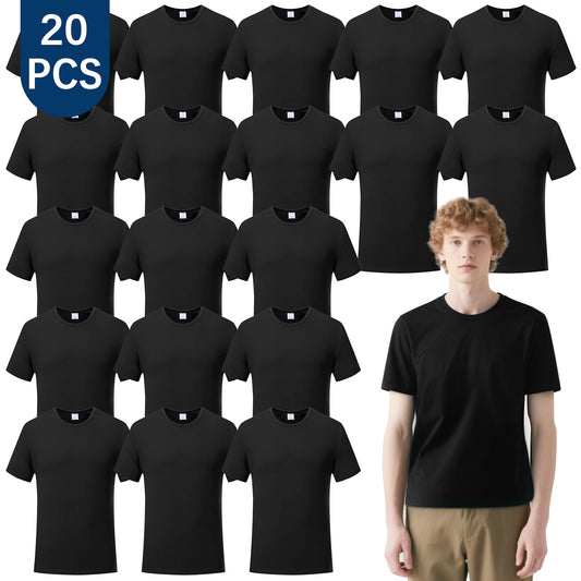 20 PCS Black t Shirts Available for Unisex Adult Round Neck Polyester Blank T shirts