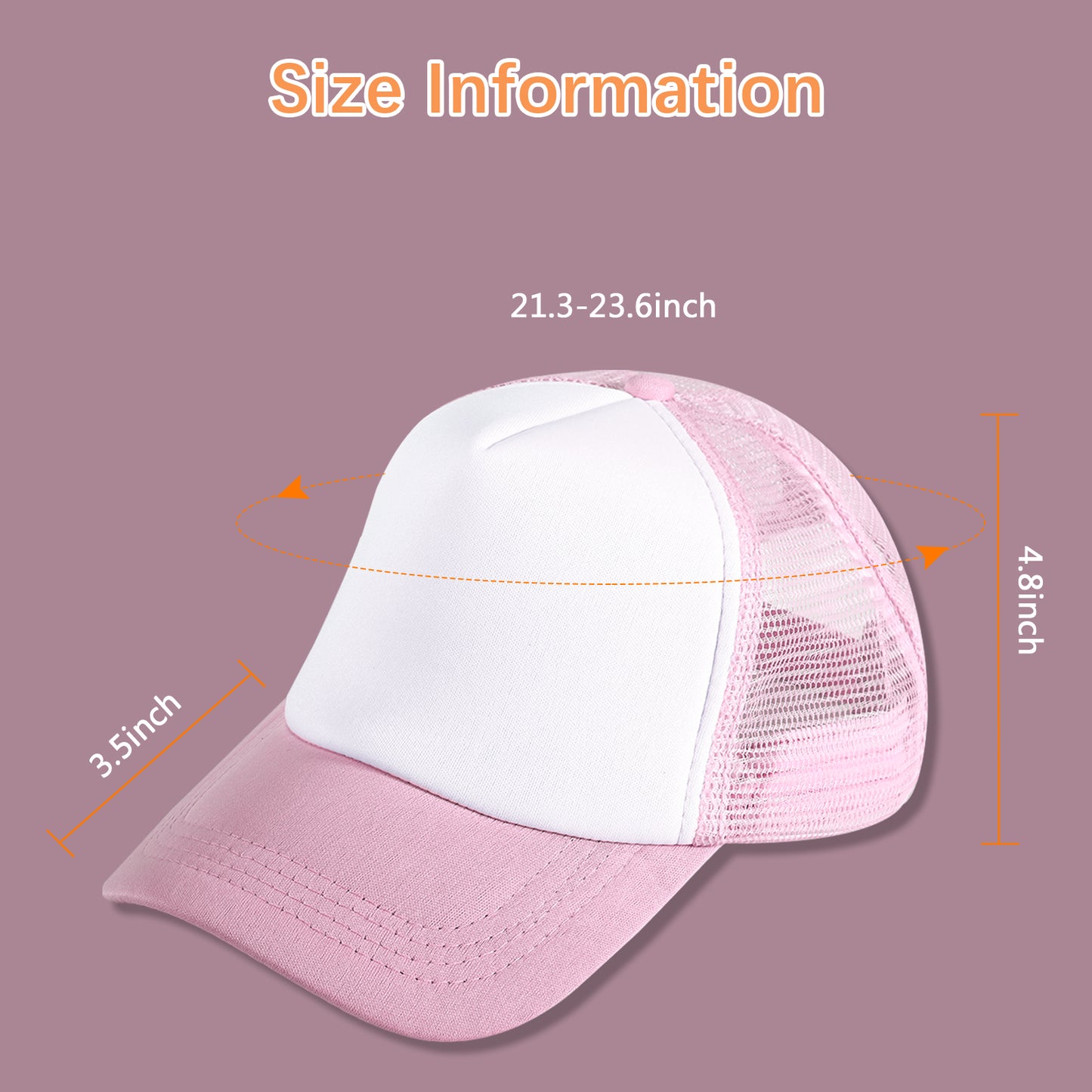 40 PCS Pink and White Baseball Cap, Adjustable Trucker Hats