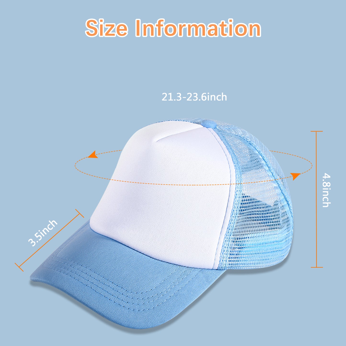 20 PCS Blue and White Baseball Cap, Adjustable Trucker Hats