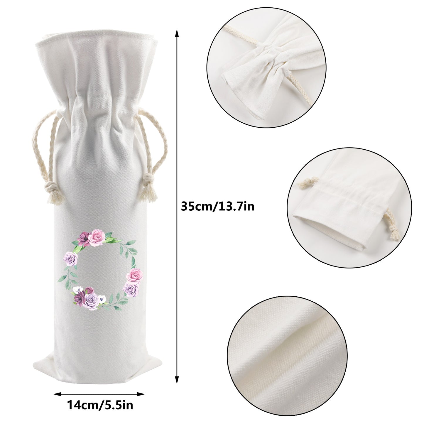 Sublimation canvas wine gift bag Reusable Wholesale