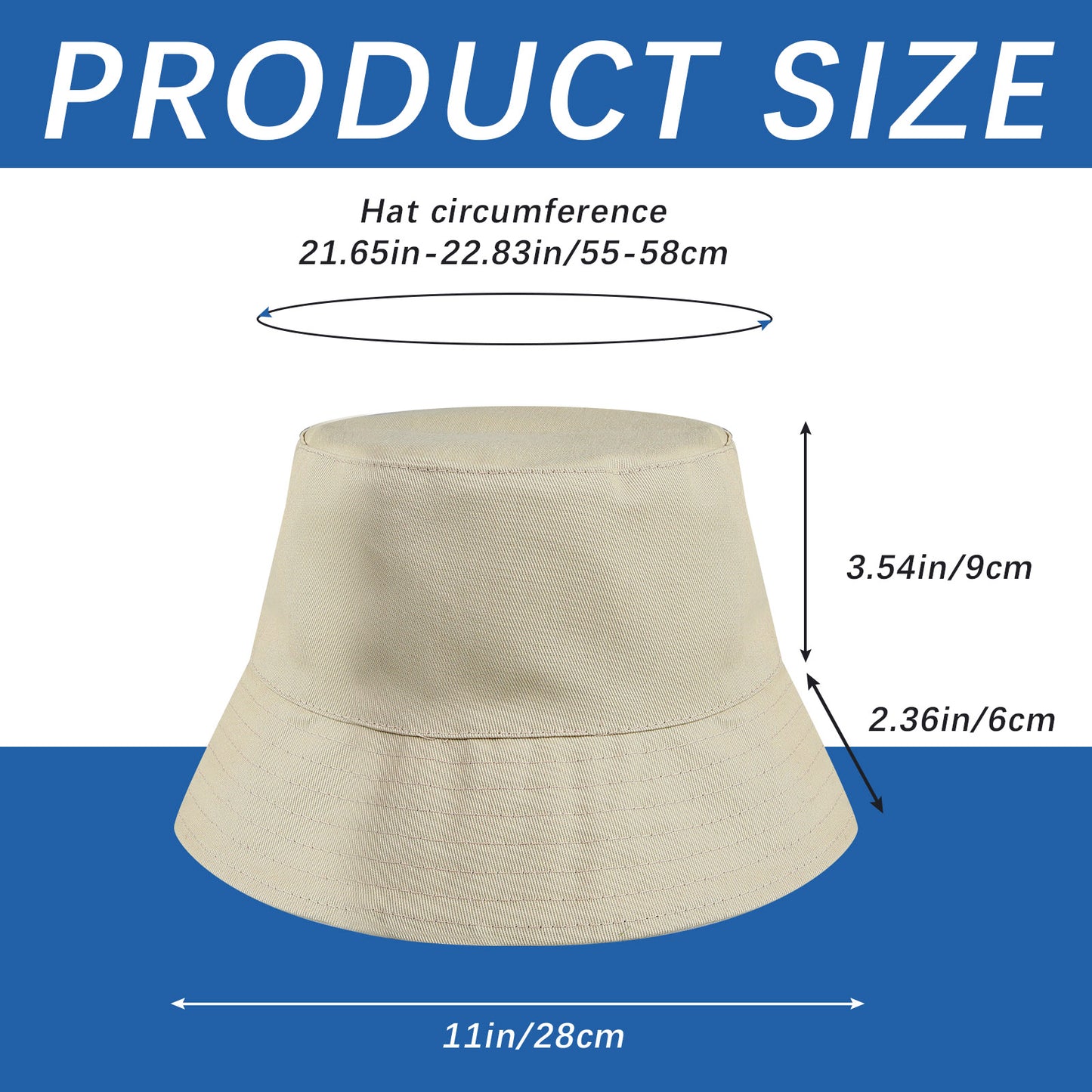 Khaki Sublimation Blank Bucket Hat, Bulk Double-Sided Tie-Dyed Sun Hat