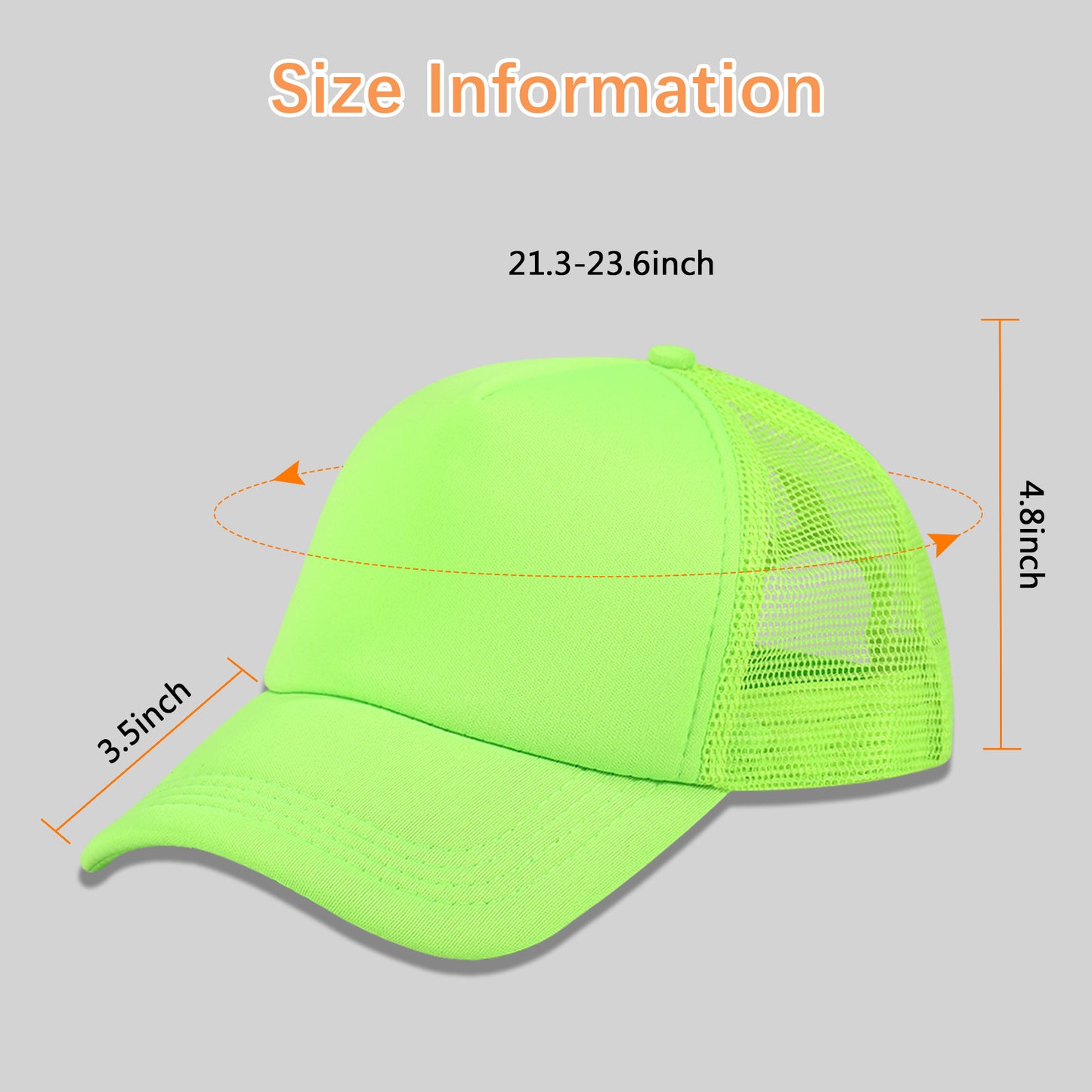 20 PCS Green Baseball Cap, Adjustable Green Trucker Hats