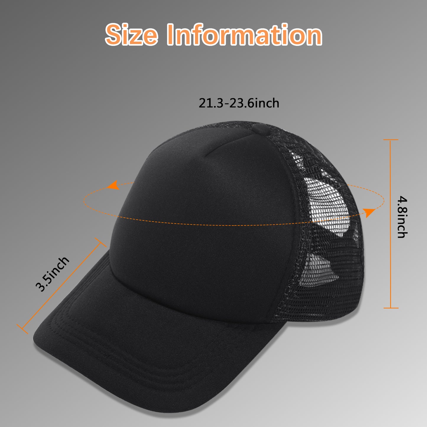 20 PCS Black Baseball Cap, Adjustable Black Trucker Hats
