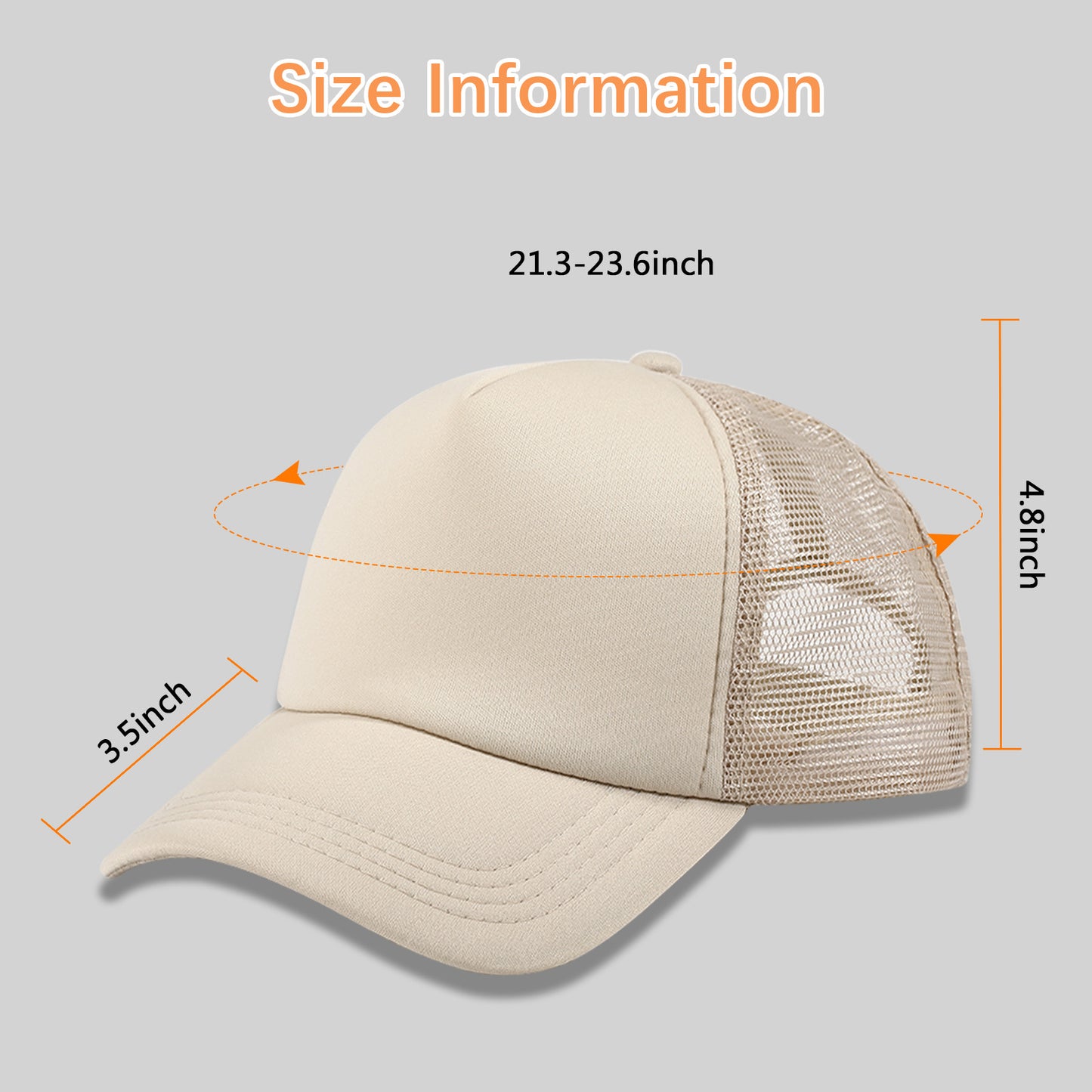 20 PCS Khaki Baseball Cap, Adjustable Khaki Trucker Hats