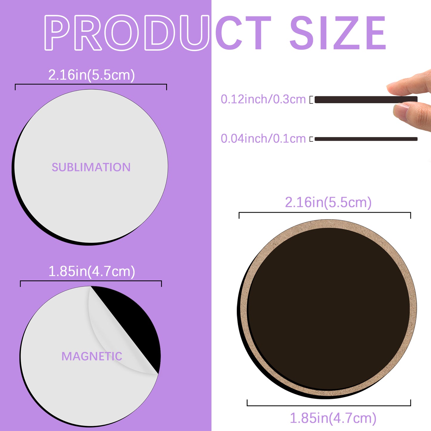 Sublimation Magnet Blanks Wholesale, Round Magnetic for Kitchen Personalized