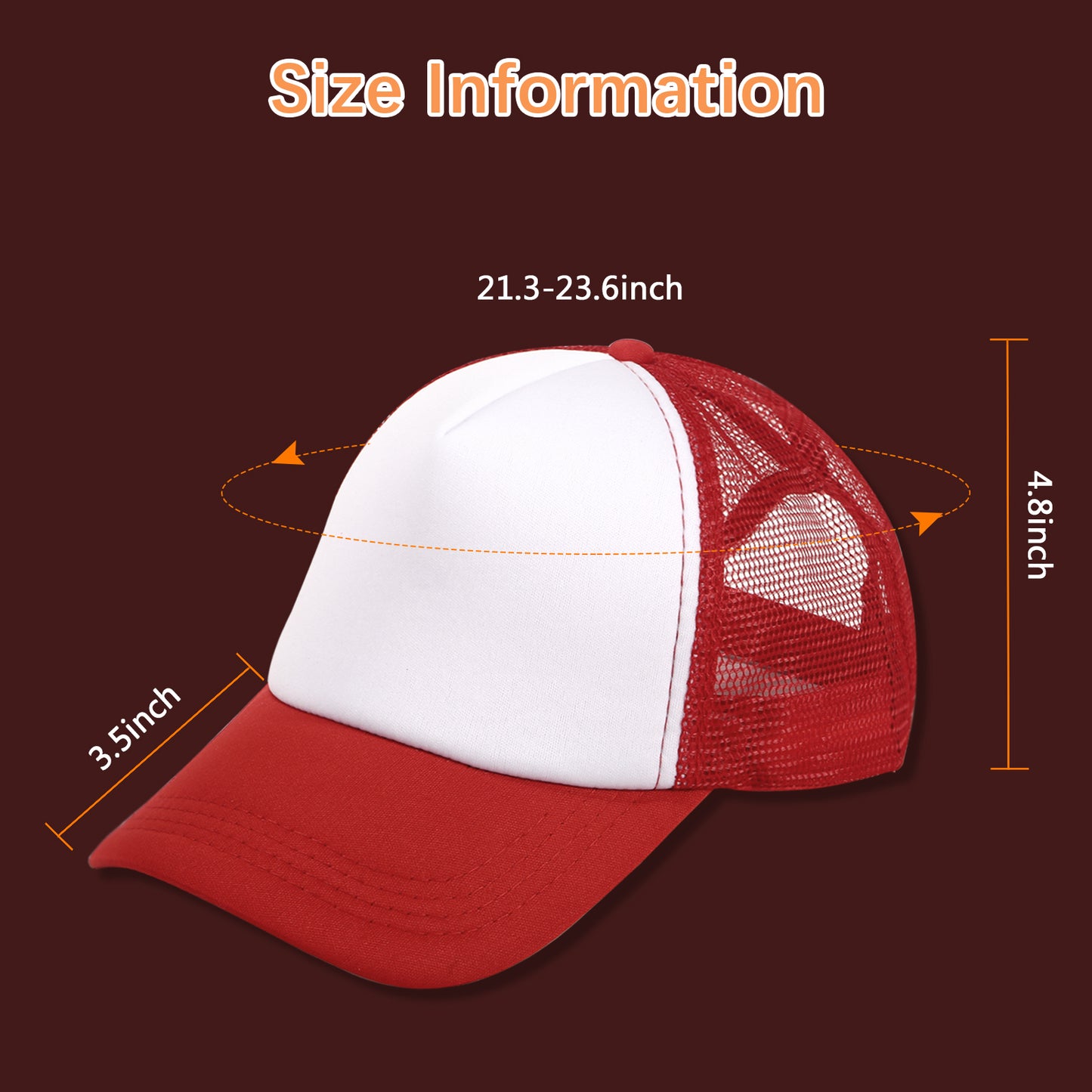 20 PCS Red and White Baseball Cap, Adjustable Trucker Hats