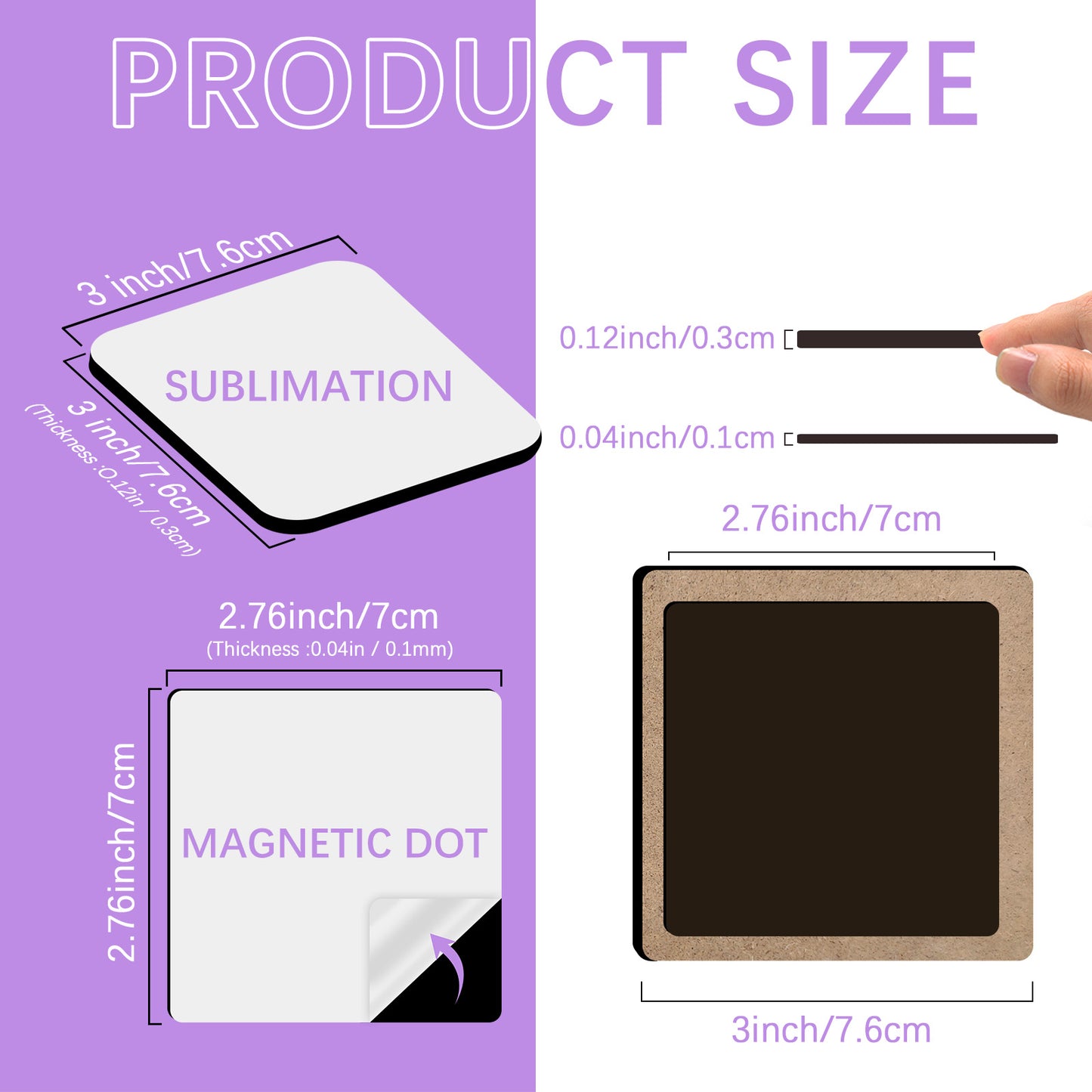 Sublimation Magnet Blanks, Square Magnetic for Kitchen Personalized