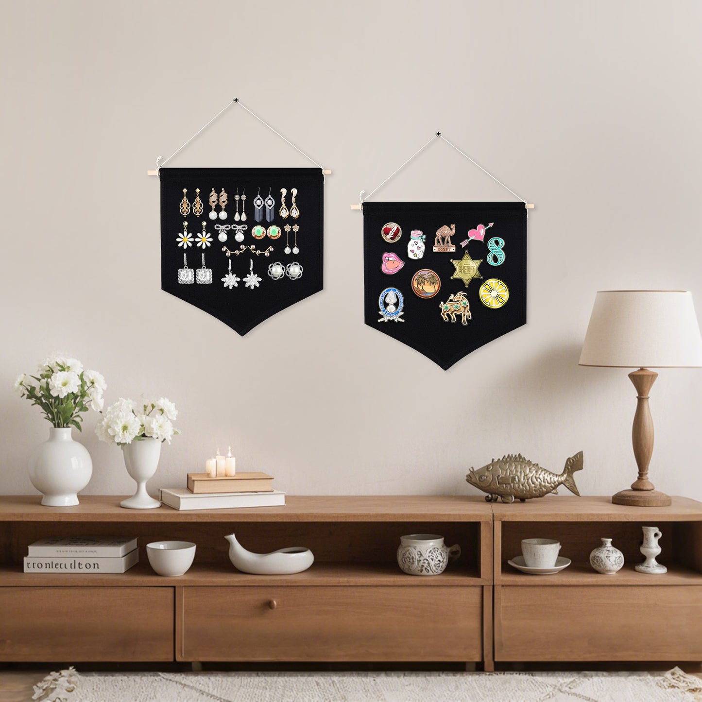 48 PCS Black Canvas Banners for Sublimation – Wall Hanging Jewelry & Pins