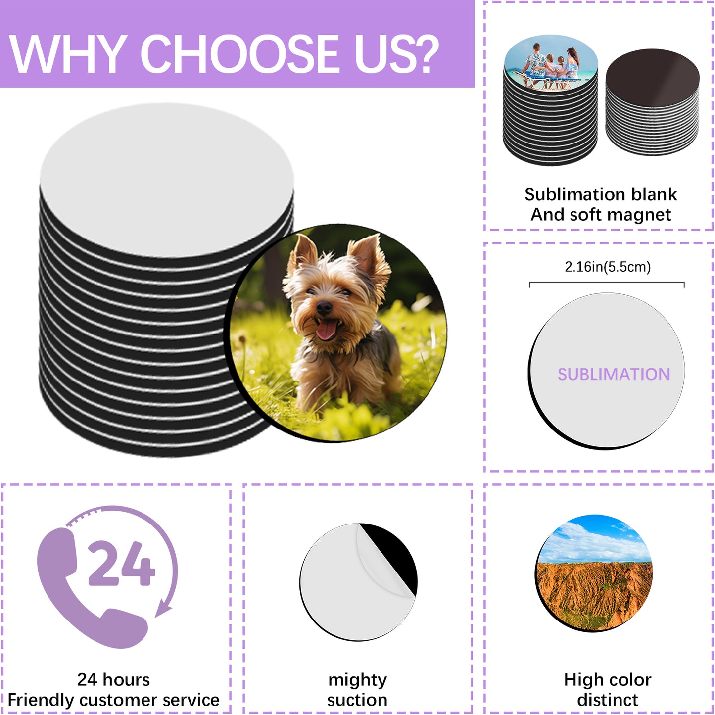 Sublimation Magnet Blanks Wholesale, Round Magnetic for Kitchen Personalized