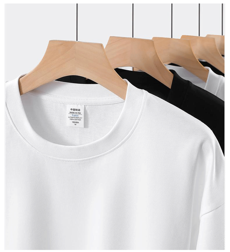 Bulk Double Yarn 100 Cotton Blank Round Neck Short Sleeve T Shirts for Adults