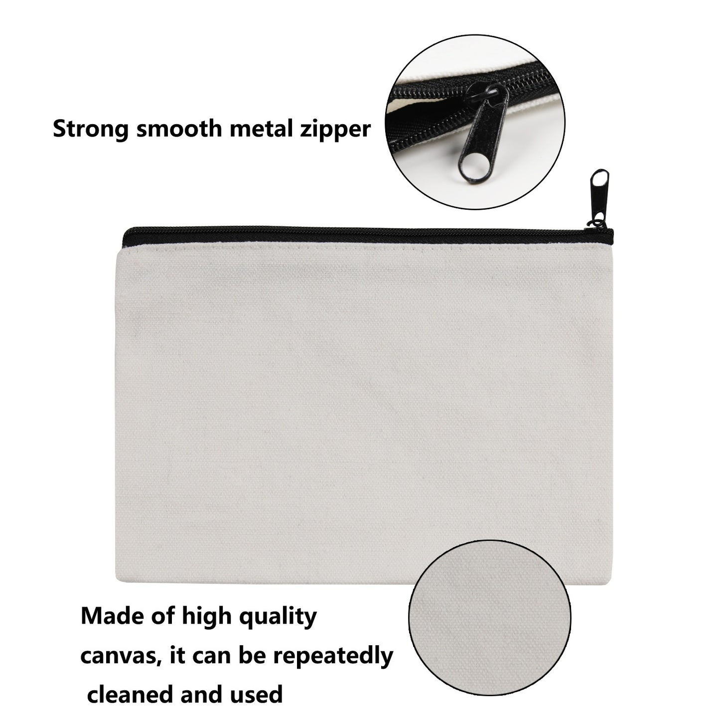60 PCS Sublimation Blank White Makeup Bags with Zipper – Bulk Wholesale