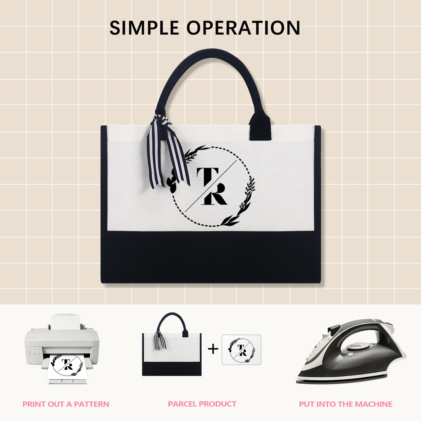 Inside Zipper Pocket Grocery canva, Tote Bags Wholesale