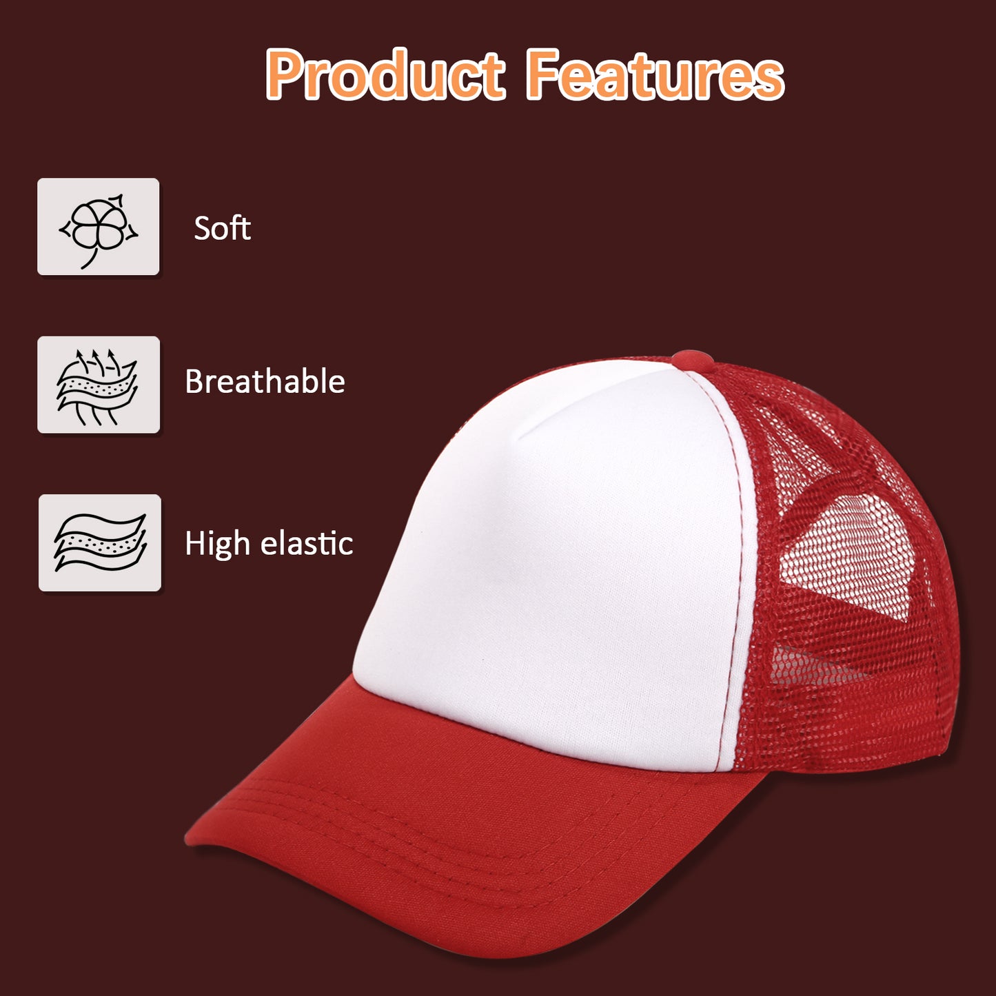 20 PCS Red and White Baseball Cap, Adjustable Trucker Hats