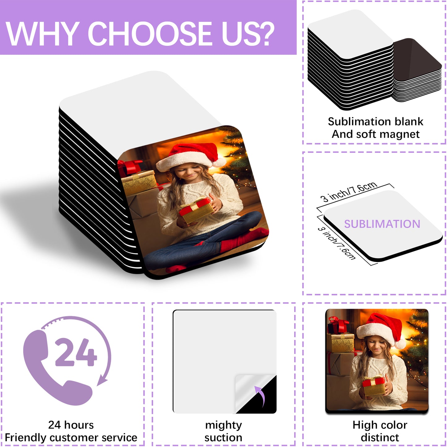 Sublimation Magnet Blanks, Square Magnetic for Kitchen Personalized