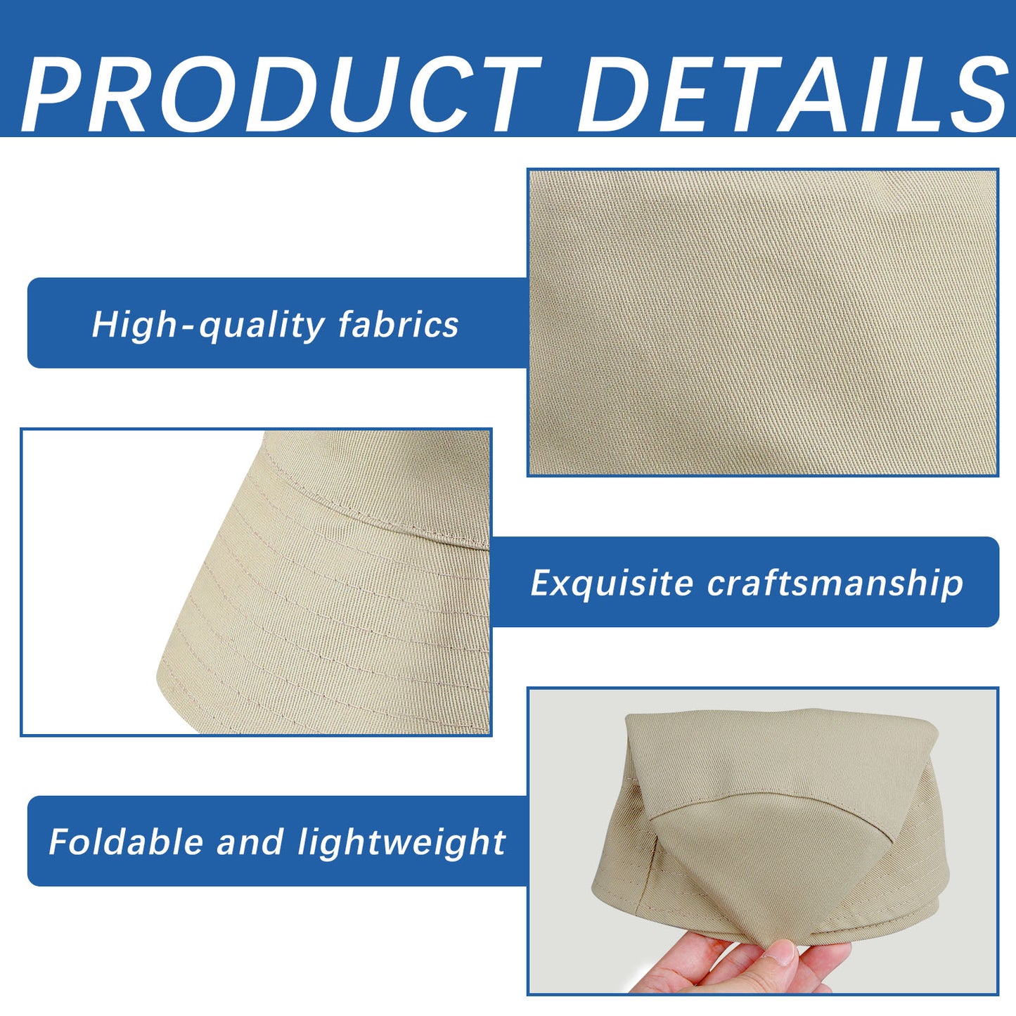 Khaki Sublimation Blank Bucket Hat, Bulk Double-Sided Tie-Dyed Sun Hat