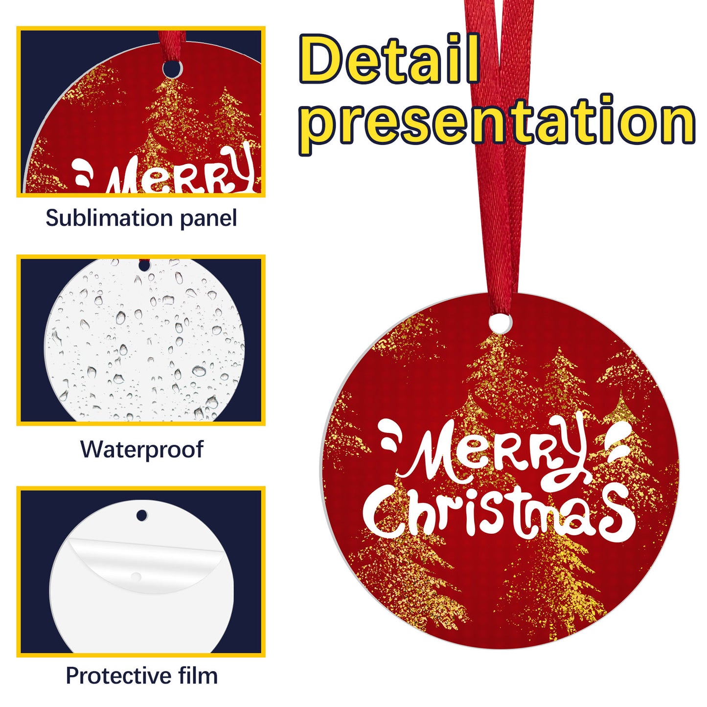 Round Aluminium Sublimation Christmas Ornaments Blanks Wholesale