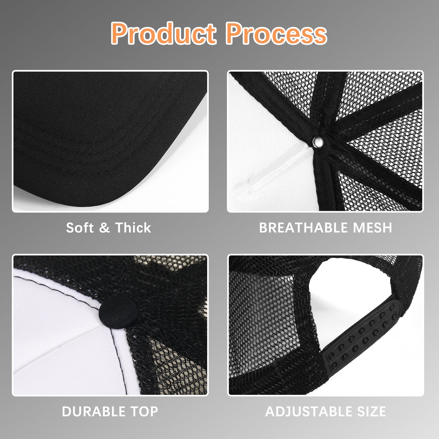 40 PCS Black and White Baseball Cap, Adjustable Trucker Hats