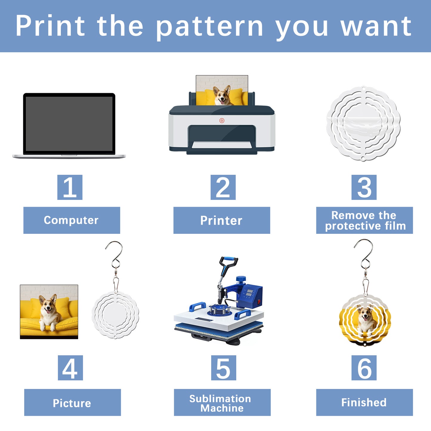 3 Inch Aluminum Sublimation Wind Spinner Blanks wholesale