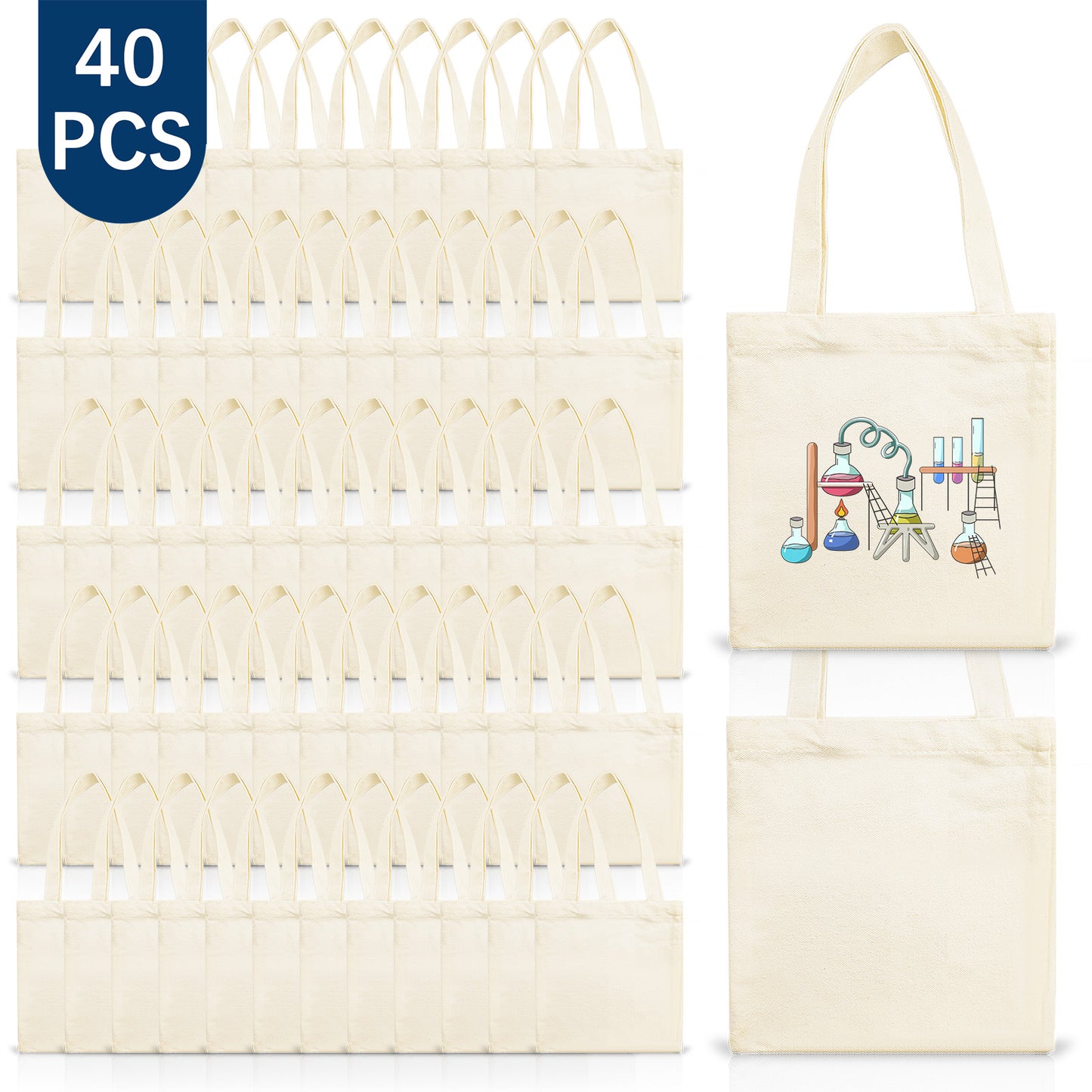 40 PCS Mini Beige Sublimation Canvas Tote Bags – DIY Kids Crafts