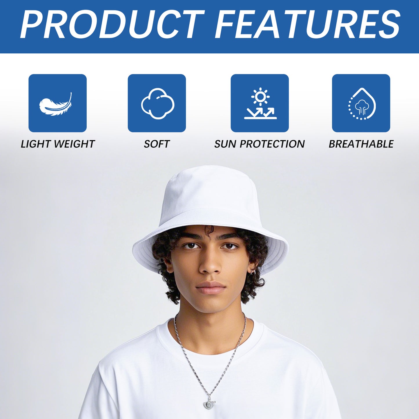 “White Sublimation Bucket Hat, Double-Sided Wearable Tie-Dye Sun Hat