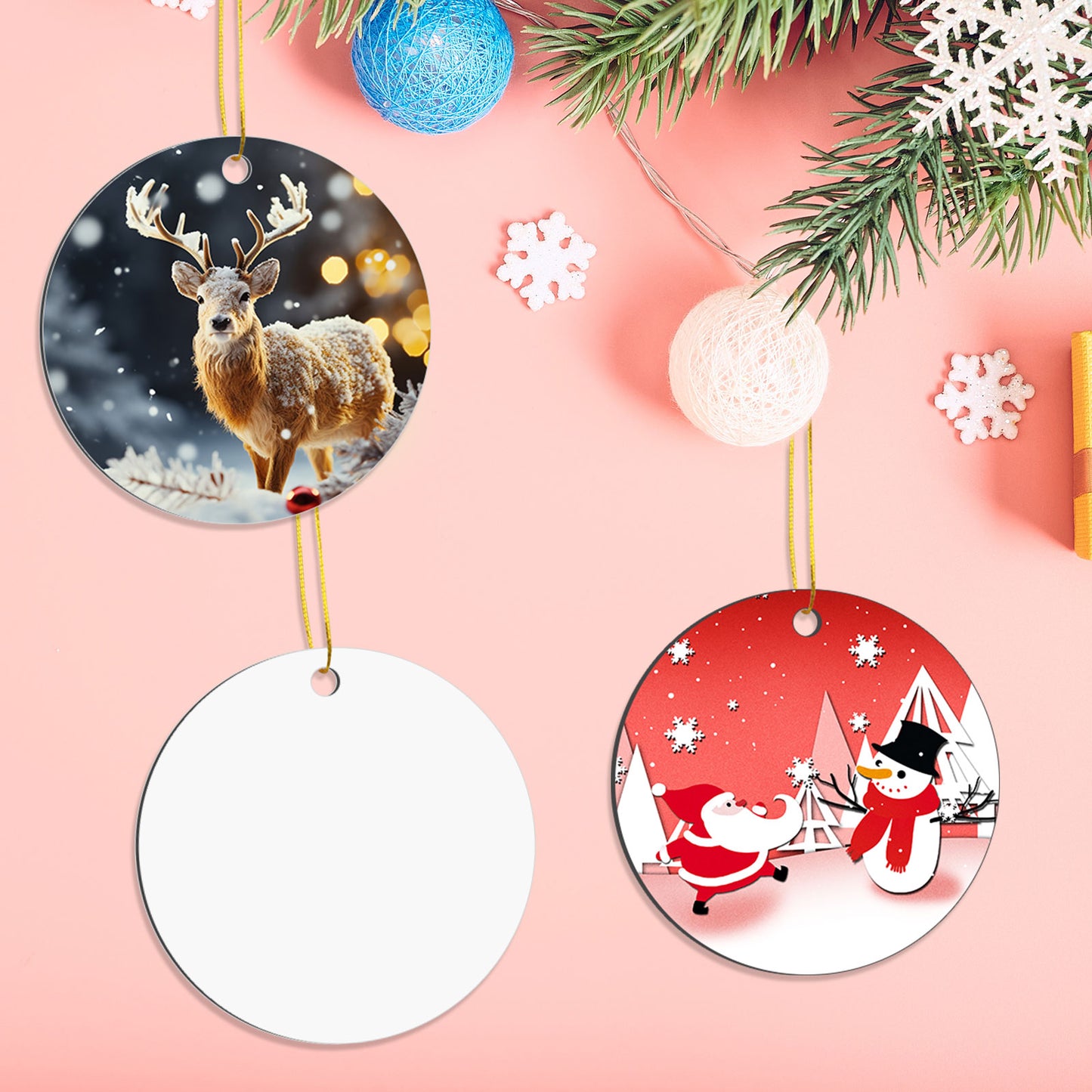 Wholesale Round Aluminium Sublimation Christmas Ornaments Blanks