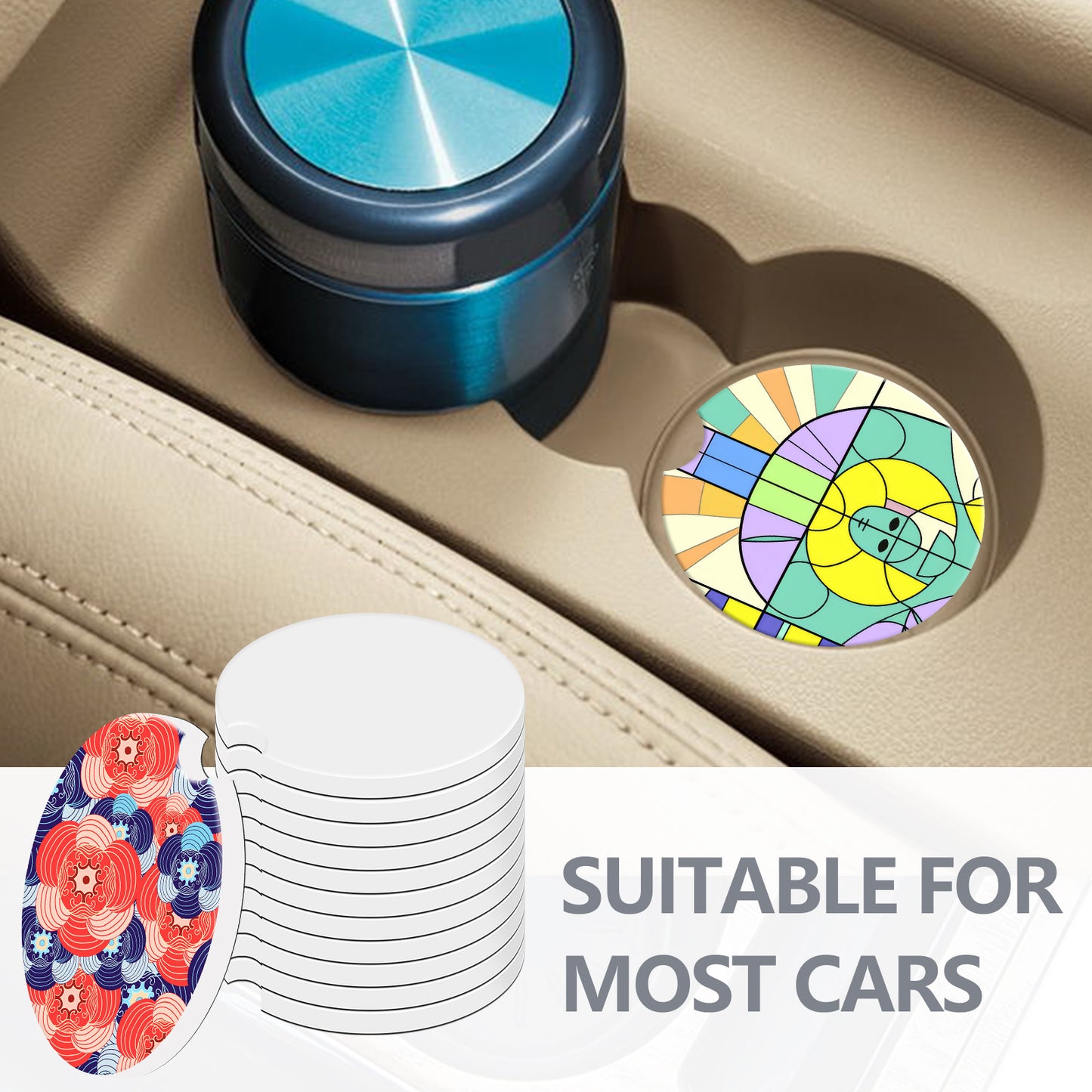Ceramic car Coasters Sublimation Blanks Wholesale