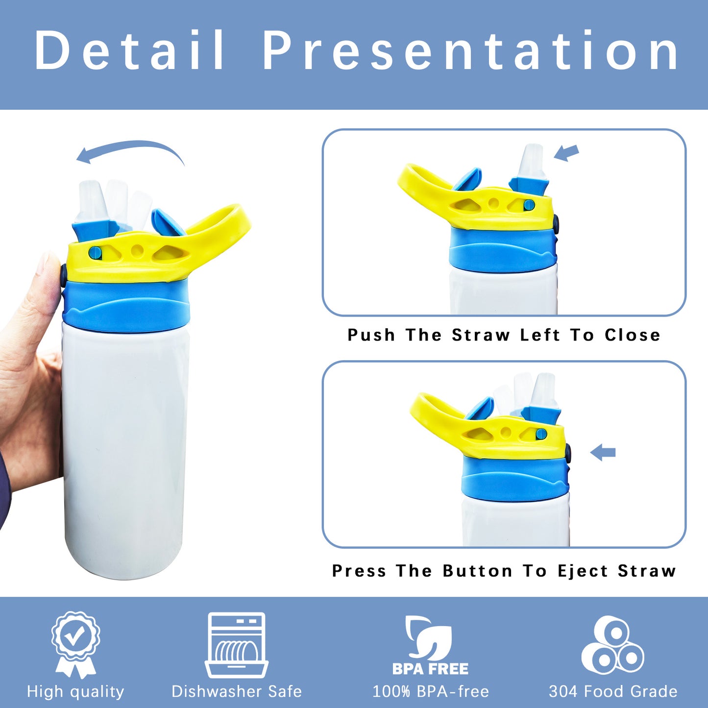 48 Pack 12 oz Sublimation Blank Sippy Cups Kids Tumblers with Straw Lid