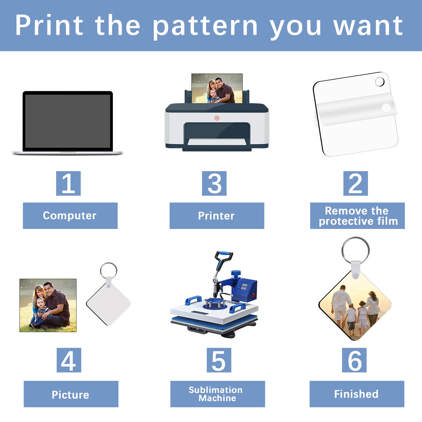 MDF Square Sublimation Keychain Blanks Wholesale