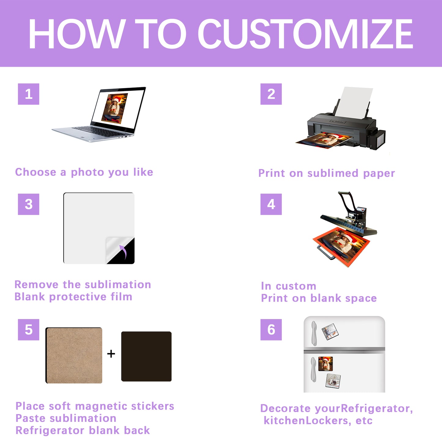 Sublimation Magnet Blanks, Square Magnetic for Kitchen Personalized