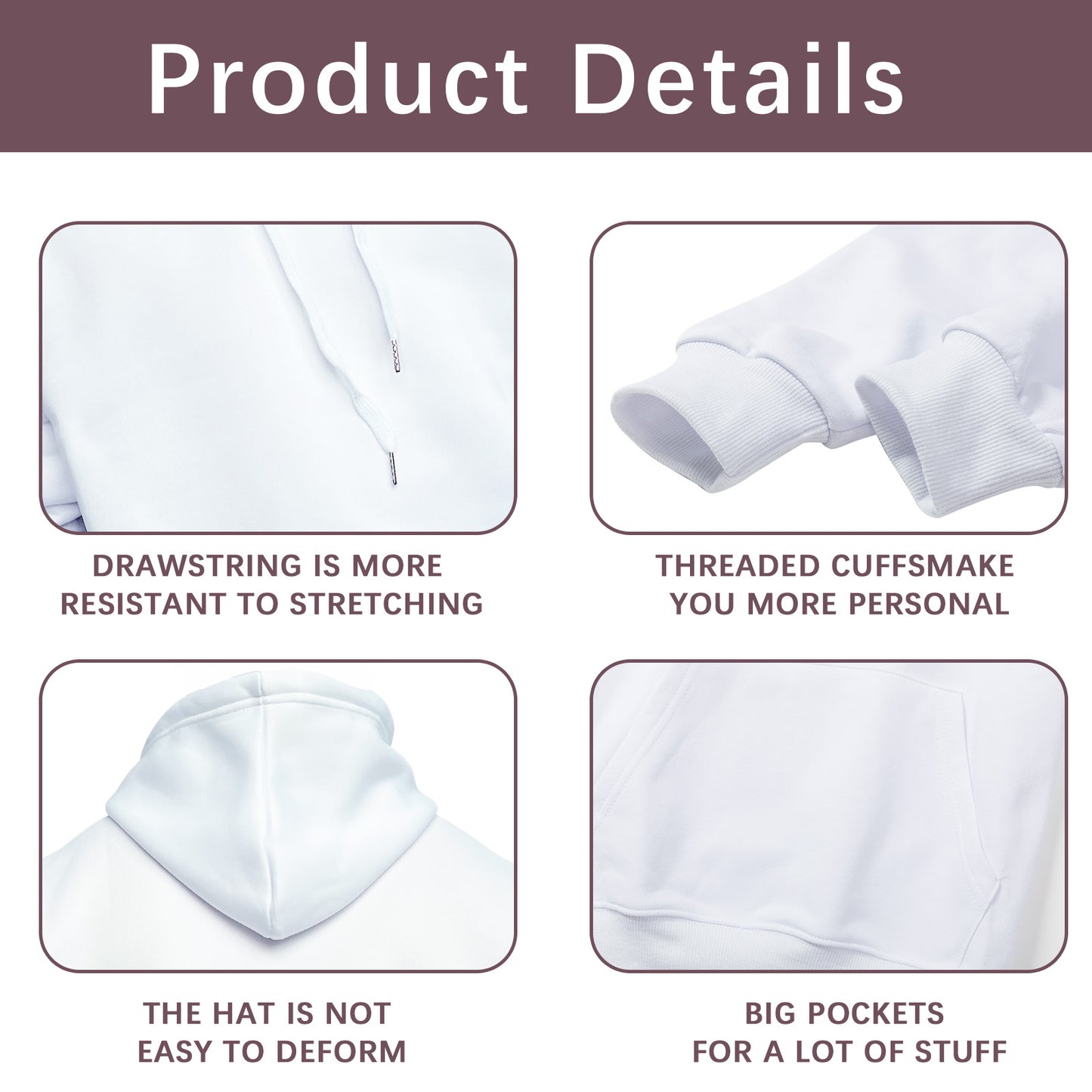 Adult Sublimation Hoodies Blank 100 Polyester White Wholesale