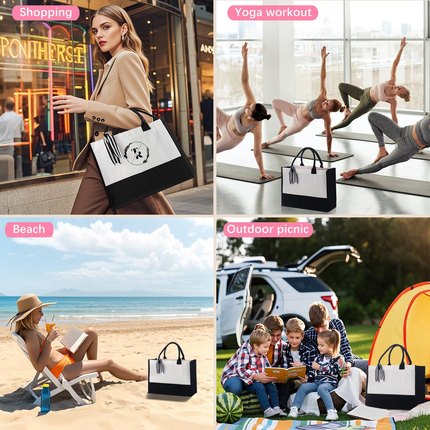 Inside Zipper Pocket Grocery canva, Tote Bags Wholesale