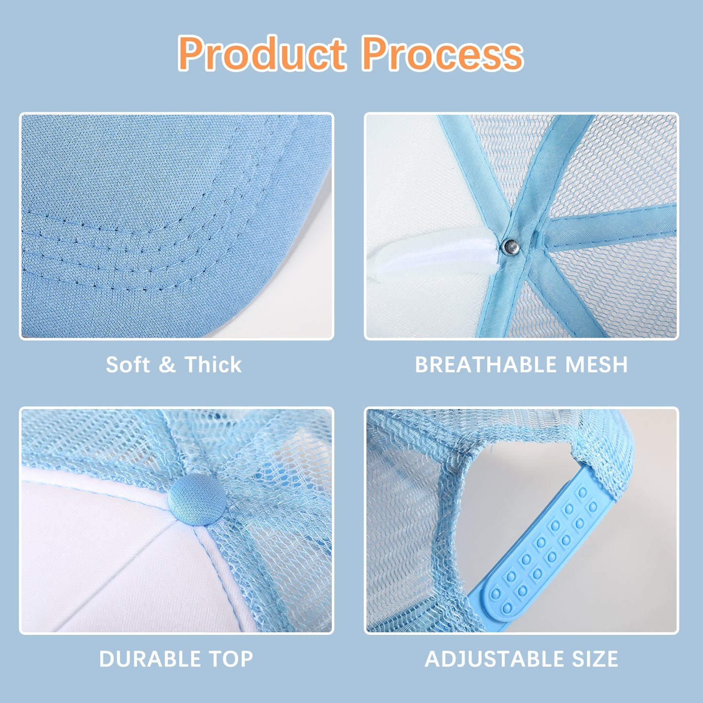20 PCS Blue and White Baseball Cap, Adjustable Trucker Hats