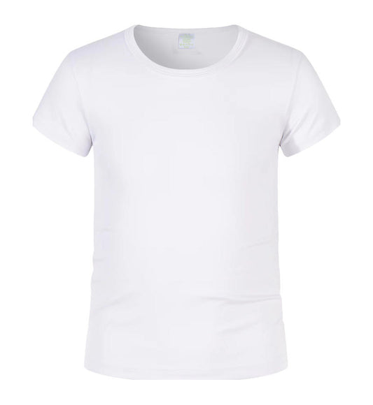 Wholesale Kids Blank Short Sleeve T-Shirt  Polyester Spandex Blend