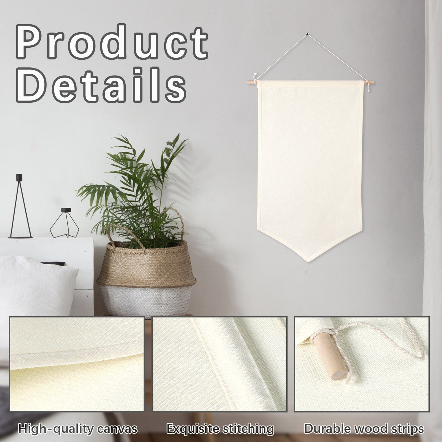 40 PCS Beige Canvas Banners for Sublimation – Pin & Jewelry Wall Display