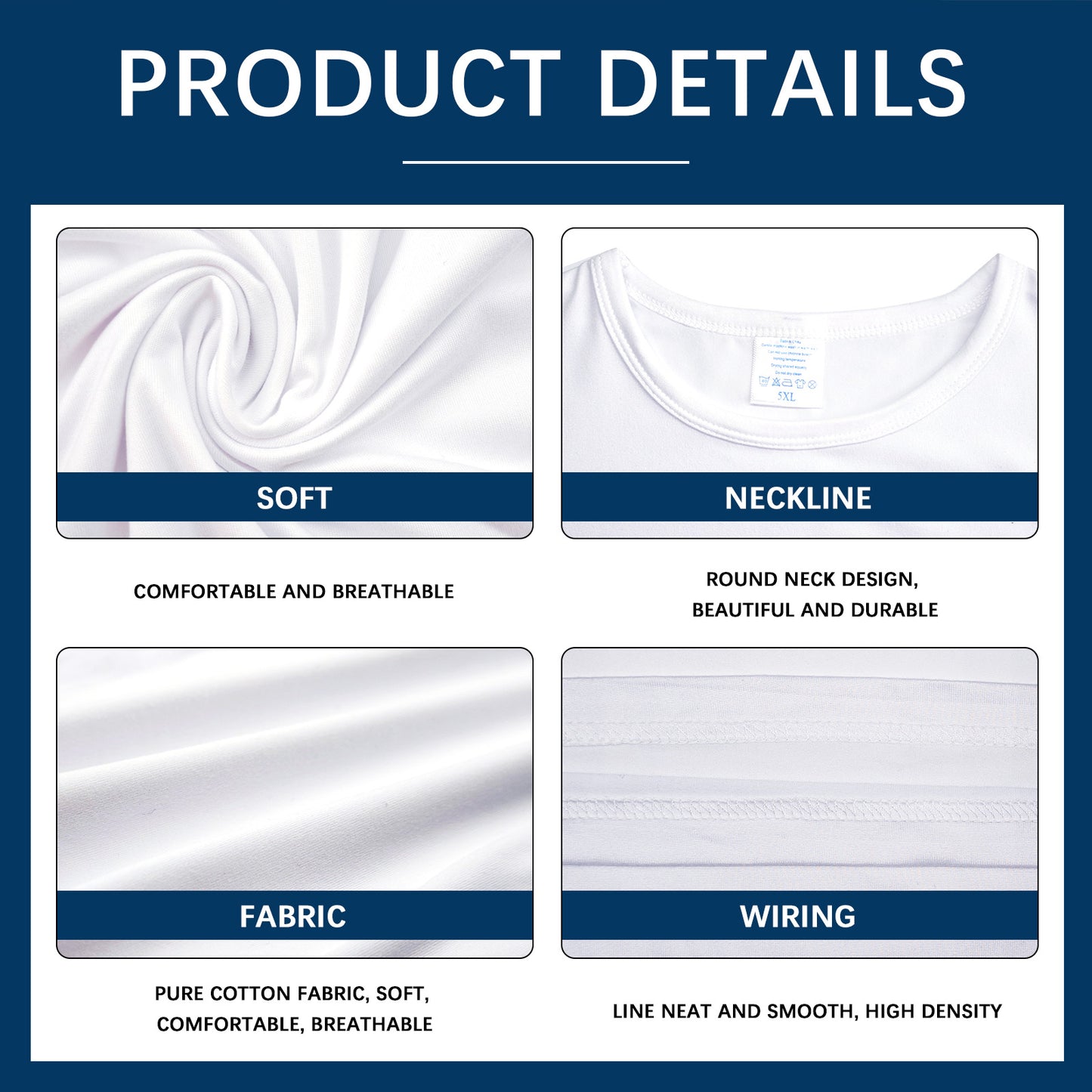 White Sublimation Blank T-Shirts, Adult long sleeve round collar polyester tees