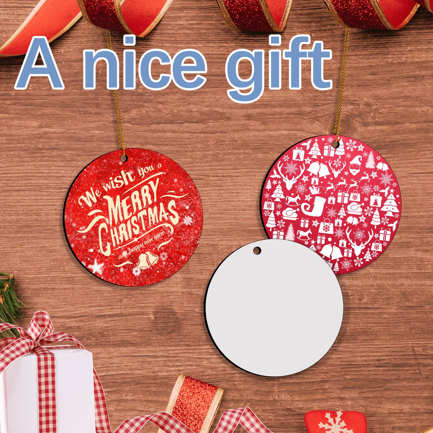 Round MDF Sublimation Blanks Christmas Ornaments Wholesale