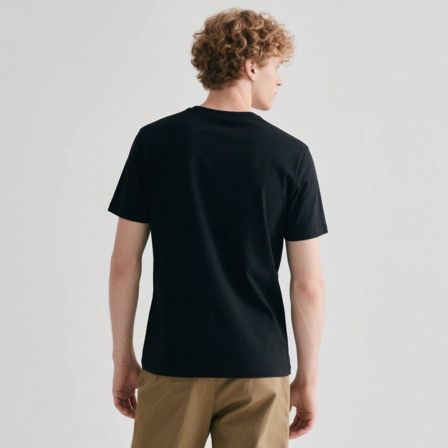 Black Adult Round Neck Polyester Blank T shirts Short Sleeve