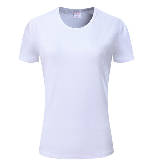 Women's White Polyester T Shirt Short Sleeve Blank for Sublimation